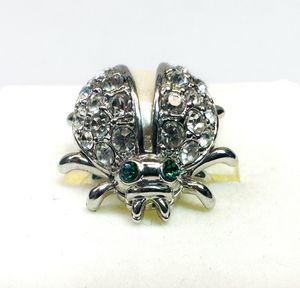Cute Ladybug Silver Tone Costume Jewelry Ring Adjustable Band NOS New + Box